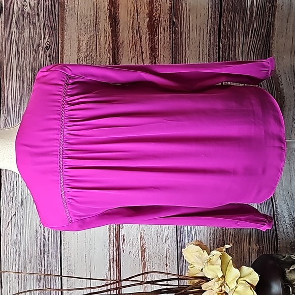 INC INTERNATIONAL CONCEPTS FUCHSIA LONG SLEEVE V NECK CROSSOVER BLOUSE - Picture 5 of 14